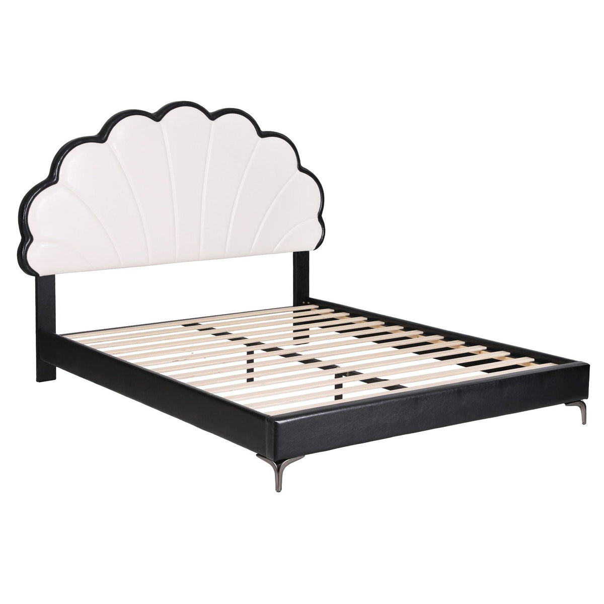 Queen Bed Frame with Adjustable Shell Headboard and PVC Upholstery - Furniture > Bedroom > Beds & Bed Frames - Rivercity House & Home Co. (ABN 18 642 972 209) - Affordable Modern Furniture Australia