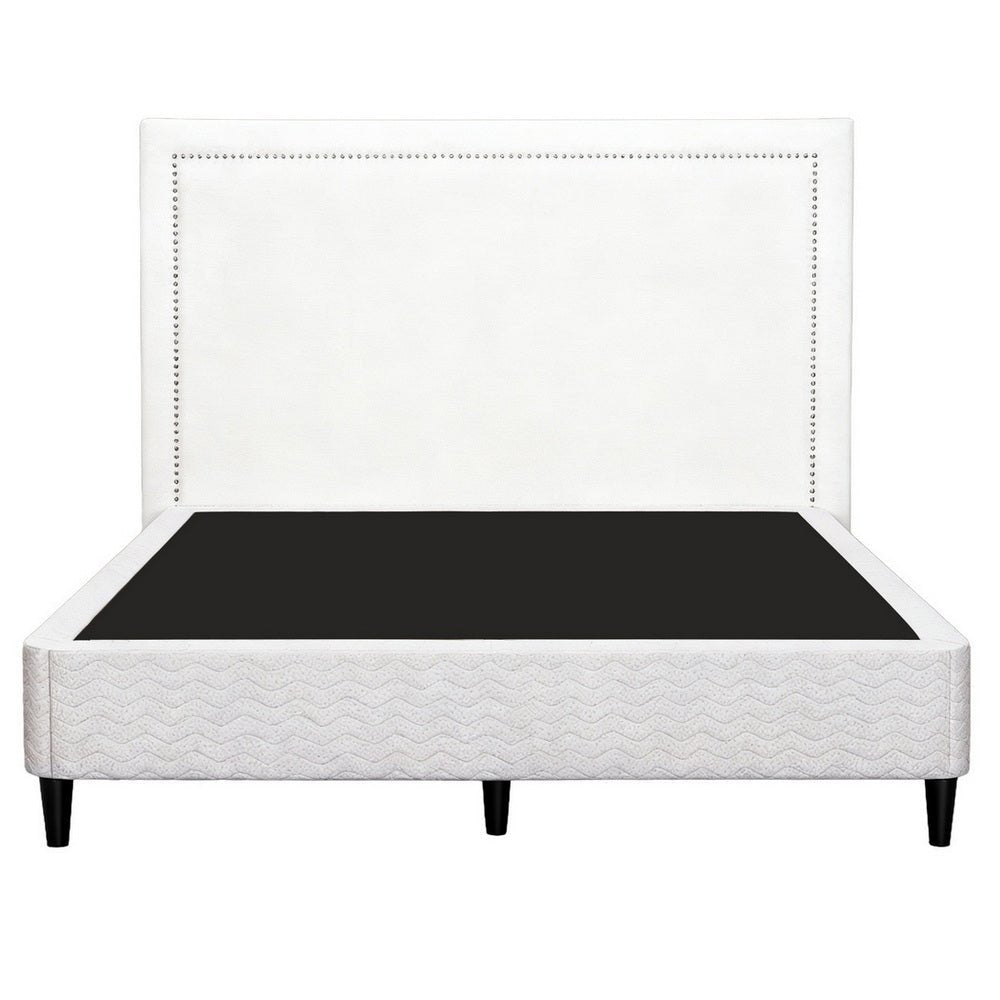 Queen Bed Frame with Headboard Platform Bed Base Grey Beige Fabric Metal - Furniture > Bedroom > Beds & Bed Frames - Rivercity House & Home Co. (ABN 18 642 972 209) - Affordable Modern Furniture Australia