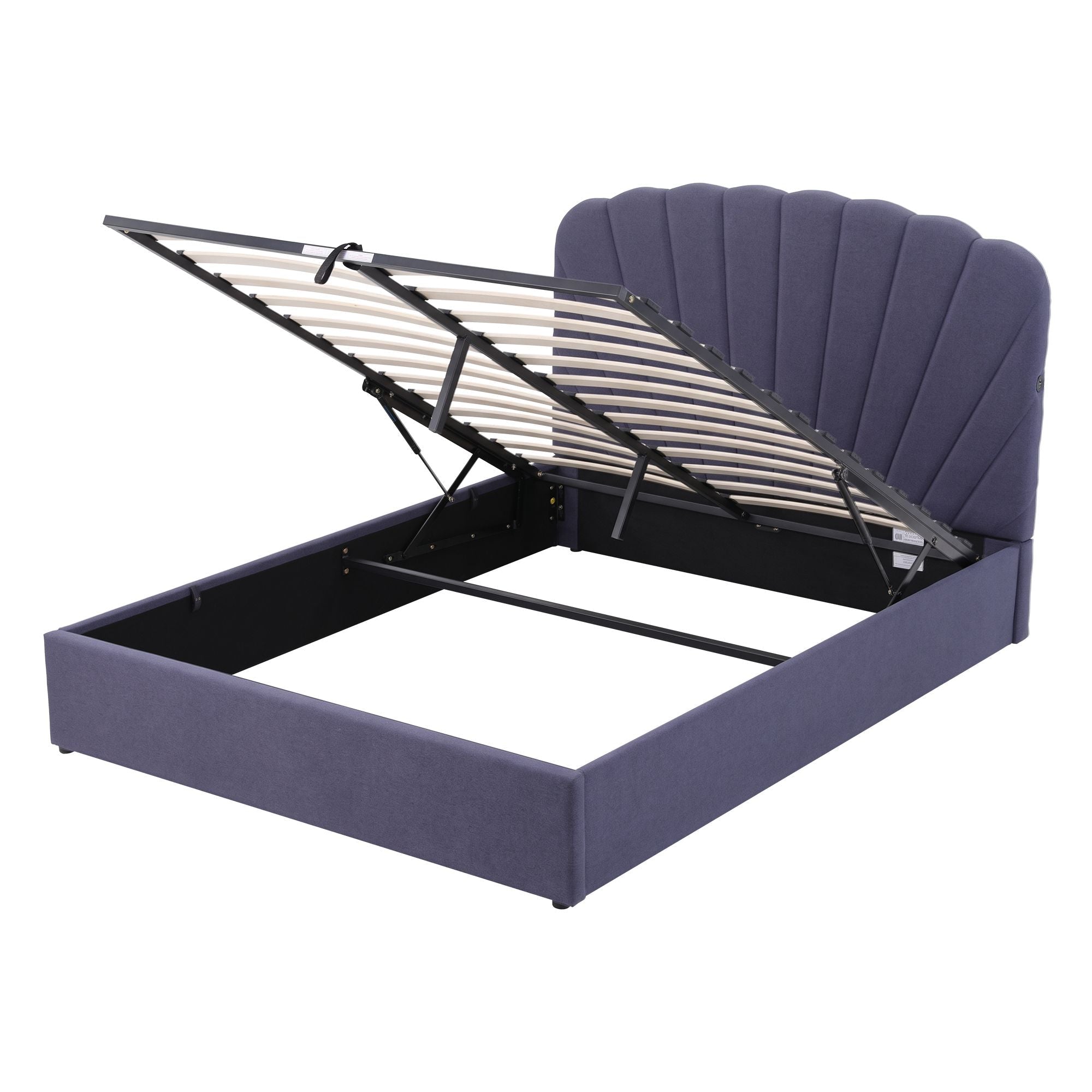 Queen Bed Frame with Hydraulic Lift Storage and USB Ports - Grey - Furniture > Bedroom > Beds & Bed Frames - Rivercity House & Home Co. (ABN 18 642 972 209) - Affordable Modern Furniture Australia