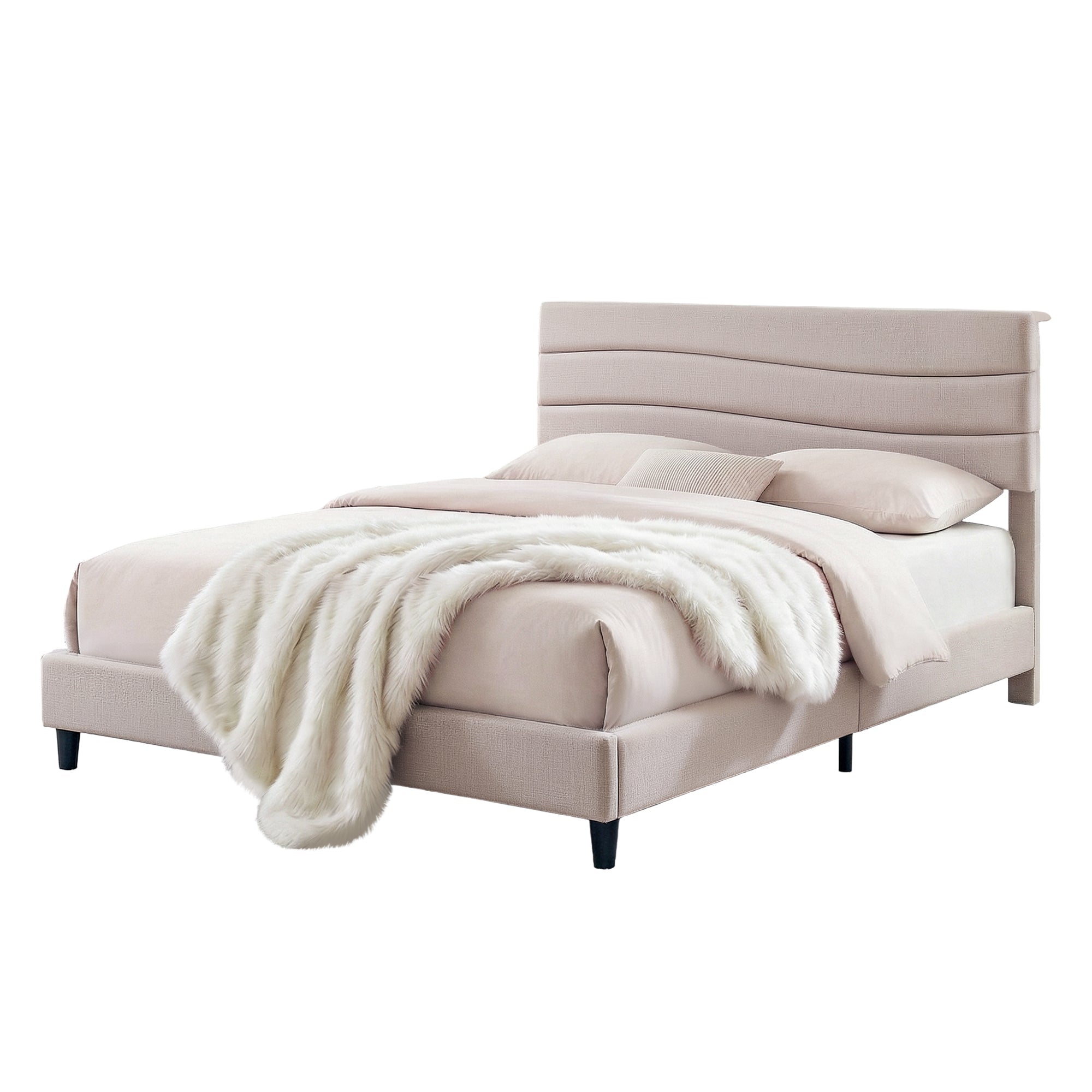 Queen Bed Frame with Storage Adjustable Headboard Platform Base Linen Fabric Charging Ports - Furniture > Bedroom > Beds & Bed Frames - Rivercity House & Home Co. (ABN 18 642 972 209) - Affordable Modern Furniture Australia