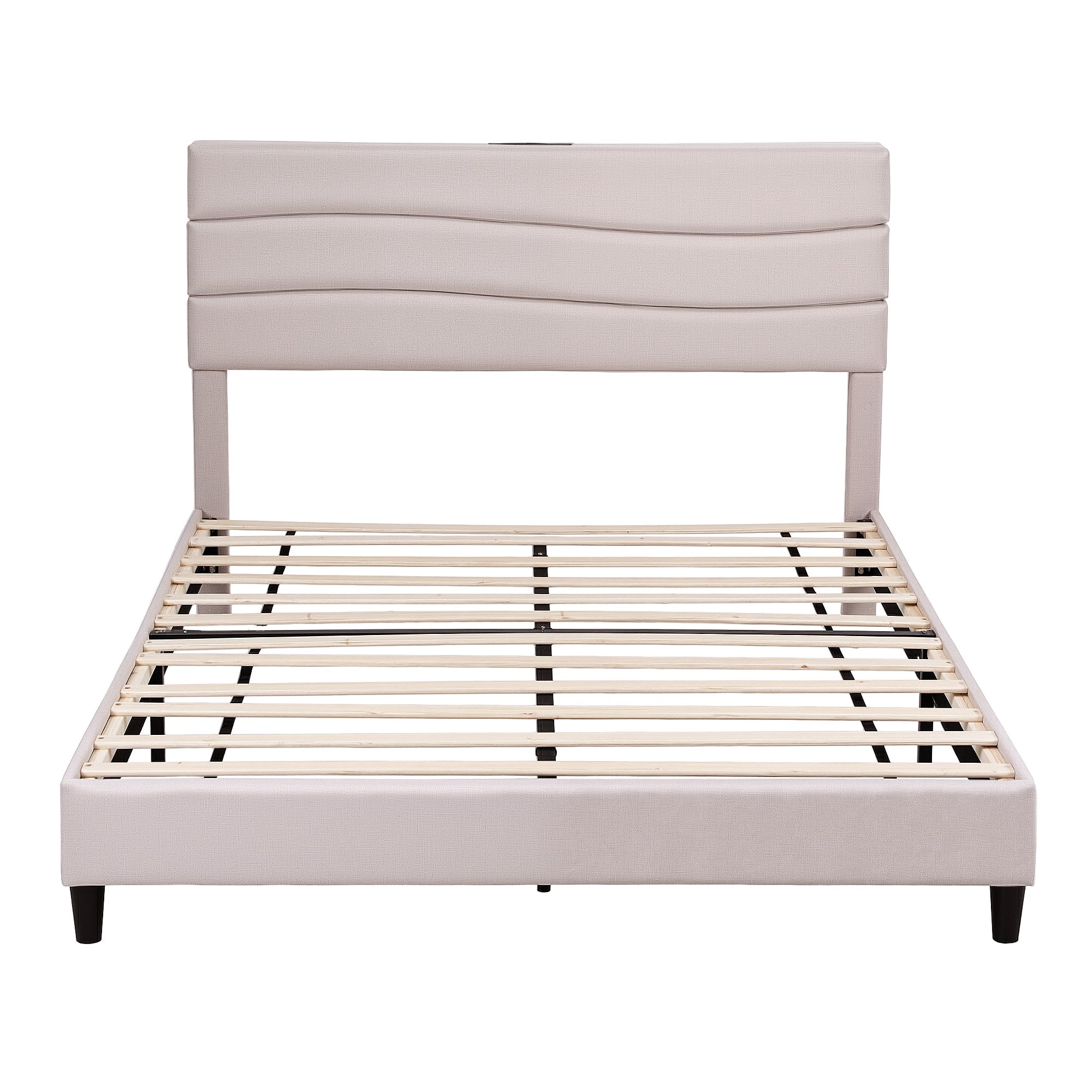 Queen Bed Frame with Storage Adjustable Headboard Platform Base Linen Fabric Charging Ports - Furniture > Bedroom > Beds & Bed Frames - Rivercity House & Home Co. (ABN 18 642 972 209) - Affordable Modern Furniture Australia
