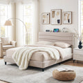 Collaroy Queen Bed Frame with Charging Station - Beige