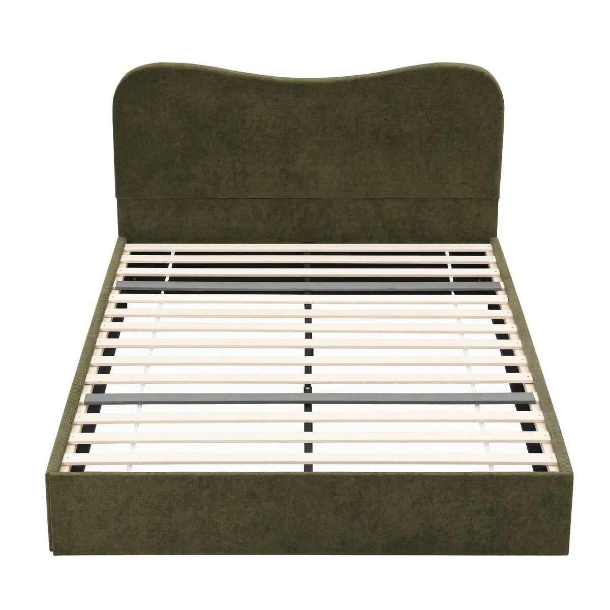 Queen Bed Frame with Storage Drawer and Chenille Curved Headboard - Furniture > Bedroom > Beds & Bed Frames - Rivercity House & Home Co. (ABN 18 642 972 209) - Affordable Modern Furniture Australia