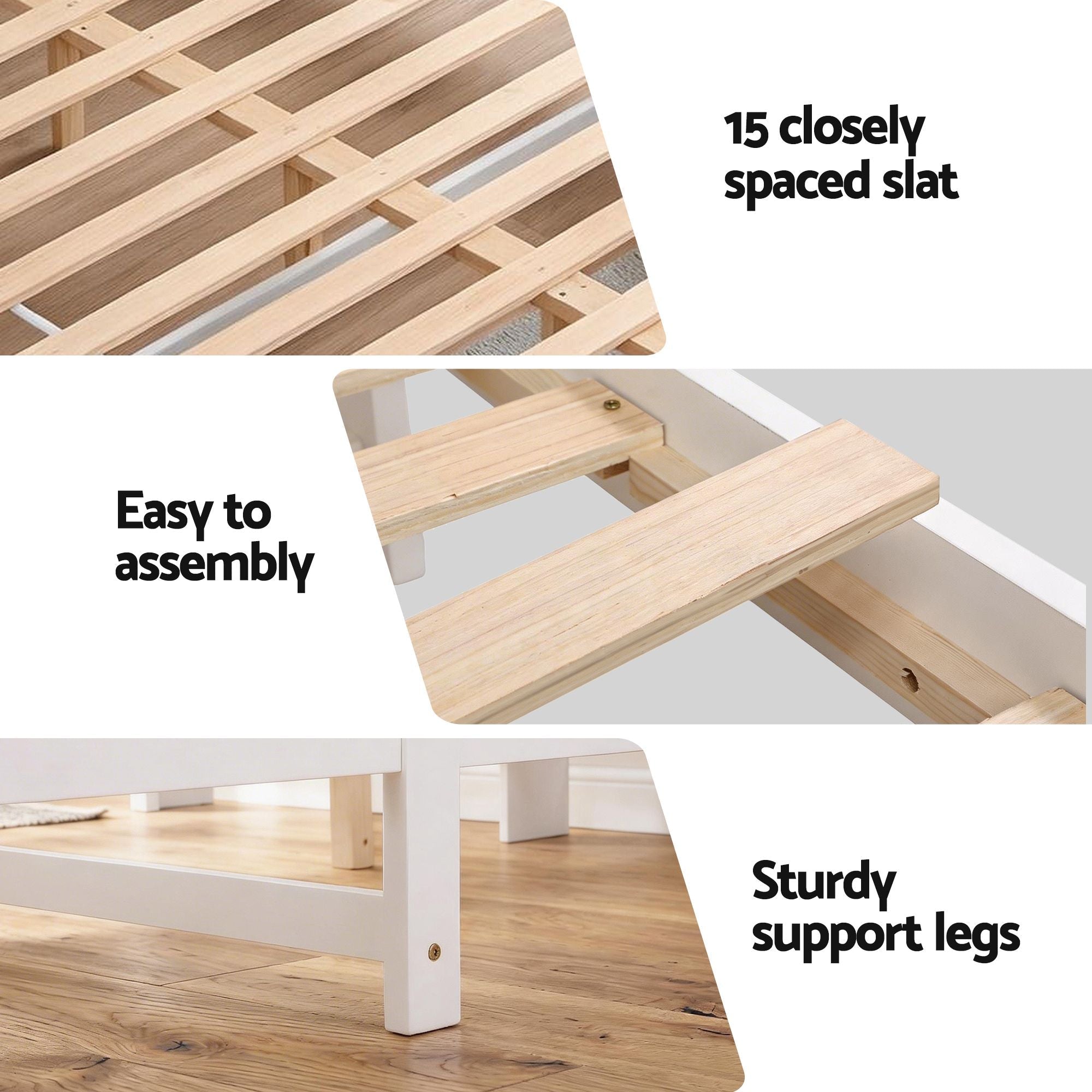 Queen Bed Frame with Storage Headboard and Footboard Wooden Bed Base White - Furniture > Bedroom > Beds & Bed Frames - Rivercity House & Home Co. (ABN 18 642 972 209) - Affordable Modern Furniture Australia