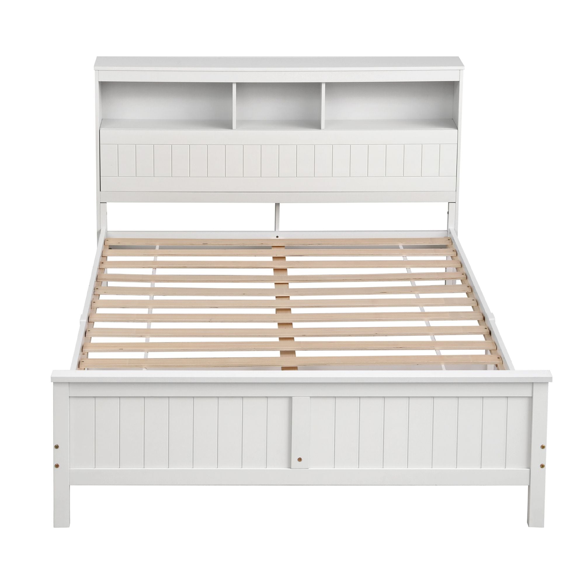 Queen Bed Frame with Storage Headboard and Footboard Wooden Bed Base White - Furniture > Bedroom > Beds & Bed Frames - Rivercity House & Home Co. (ABN 18 642 972 209) - Affordable Modern Furniture Australia