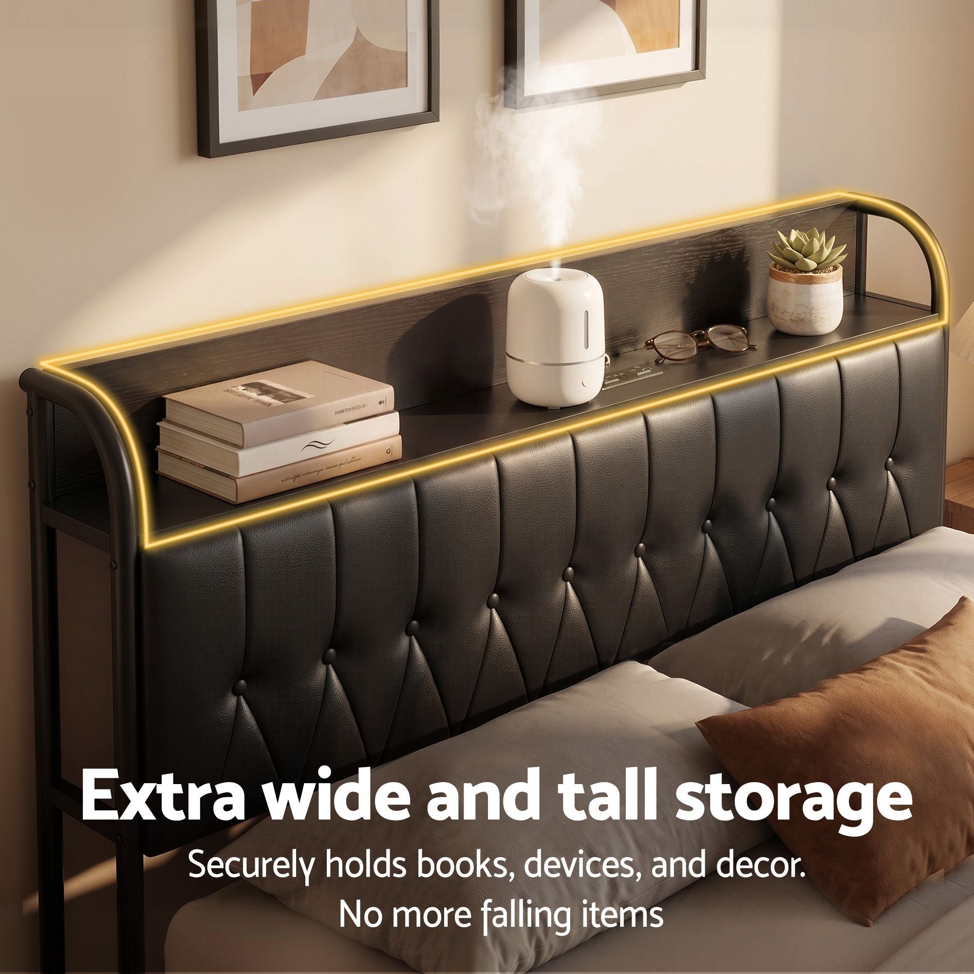 Queen Bed Frame with Storage Headboard SAA Certified Charging Station - Furniture > Bedroom > Beds & Bed Frames - Rivercity House & Home Co. (ABN 18 642 972 209) - Affordable Modern Furniture Australia