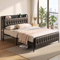 Queen Bed Frame with Storage Headboard SAA Certified Charging Station