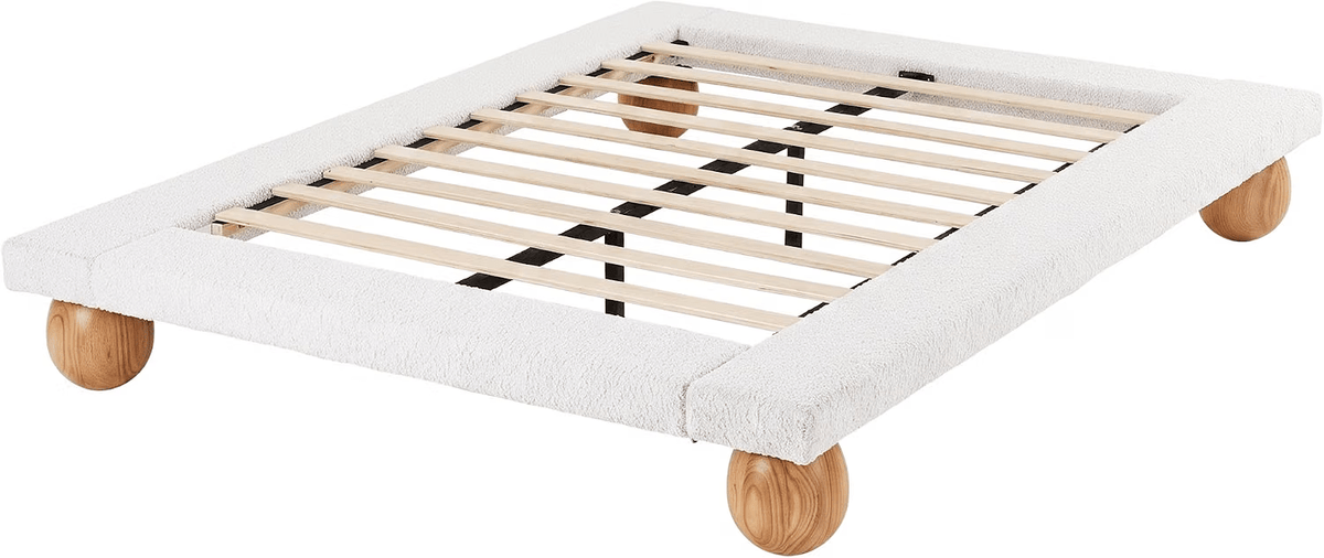 Queen Bouclé Upholstered Platform Bed Frame with 2 Bedside Tables - Furniture > Bedroom > Beds & Bed Frames - Rivercity House & Home Co. (ABN 18 642 972 209) - Affordable Modern Furniture Australia