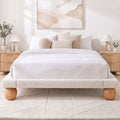 Queen Bouclé Upholstered Platform Bed Frame with 2 Bedside Tables