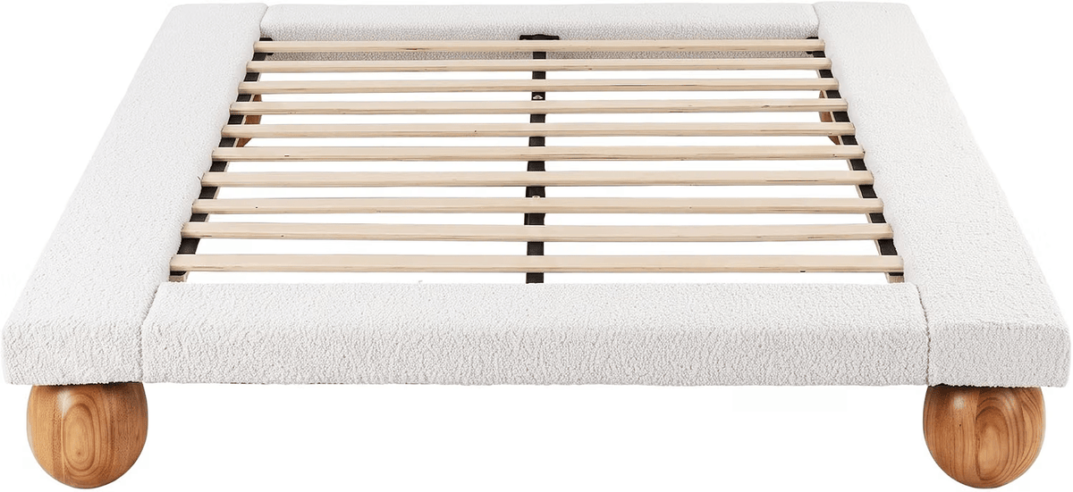 Queen Bouclé Upholstered Platform Bed Frame with 2 Four-Drawer Chests of Drawers Set - Furniture > Bedroom > Beds & Bed Frames - Rivercity House & Home Co. (ABN 18 642 972 209) - Affordable Modern Furniture Australia