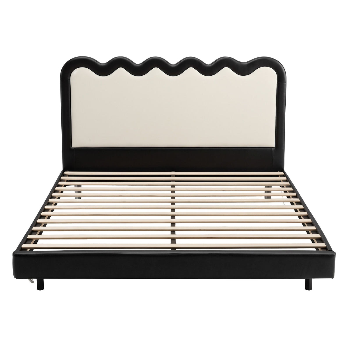 Queen Floating Bed Frame with RGB LED and USB Charging - Black and Beige - Furniture > Bedroom > Beds & Bed Frames - Rivercity House & Home Co. (ABN 18 642 972 209) - Affordable Modern Furniture Australia