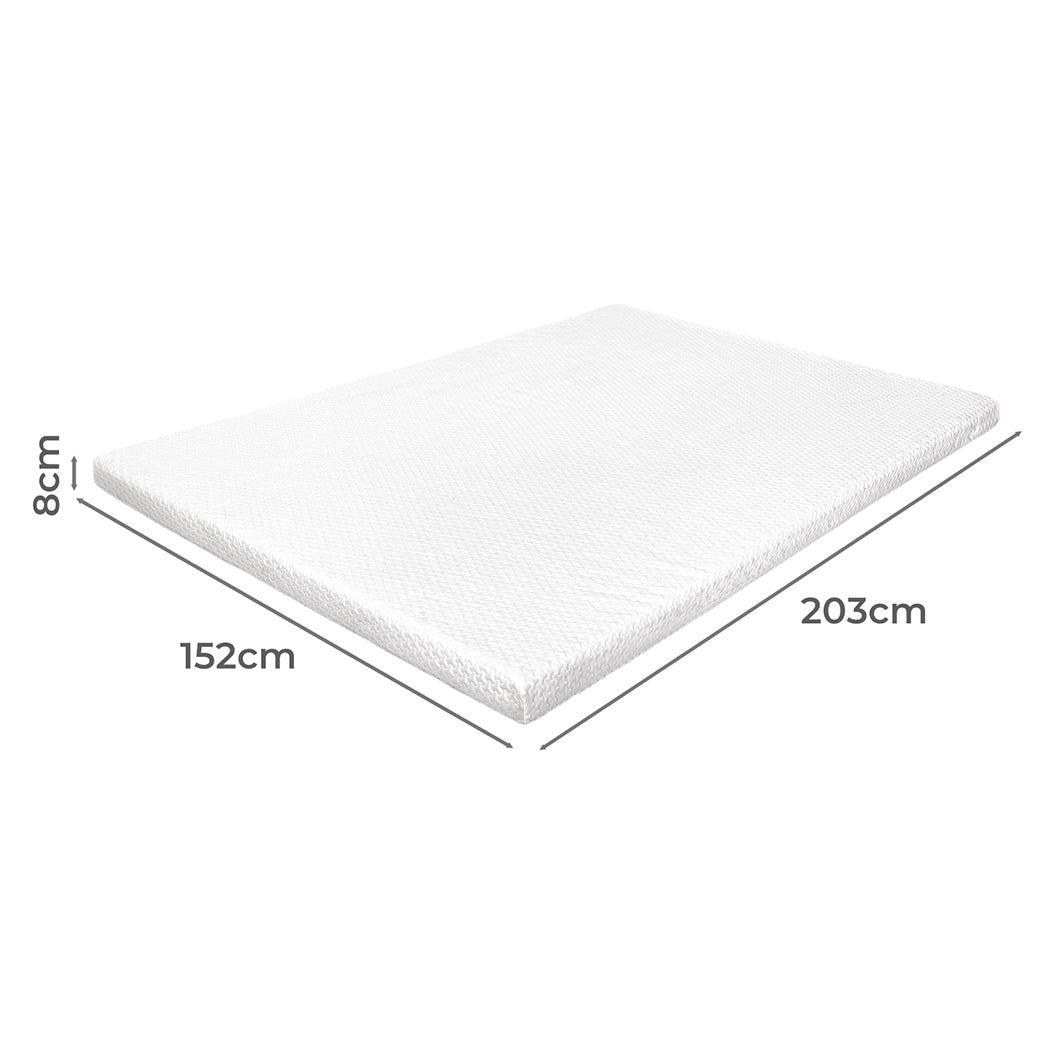 Queen Gel Memory Foam Mattress Topper 8CM Cooling Support - White - Rivercity House & Home Co. (ABN 18 642 972 209) - Affordable Modern Furniture Australia