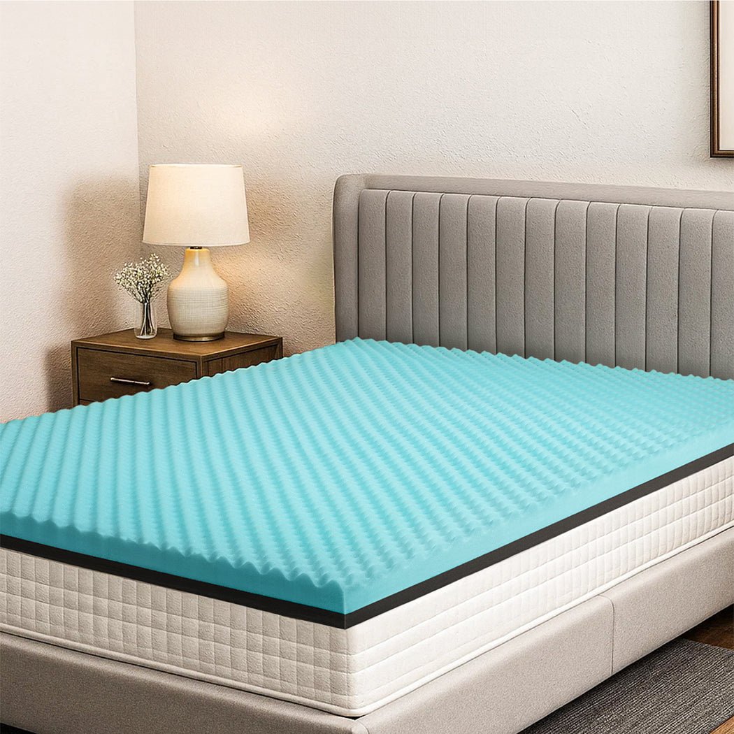 Queen Gel Memory Foam Mattress Topper 8CM Cooling Support - White - Rivercity House & Home Co. (ABN 18 642 972 209) - Affordable Modern Furniture Australia