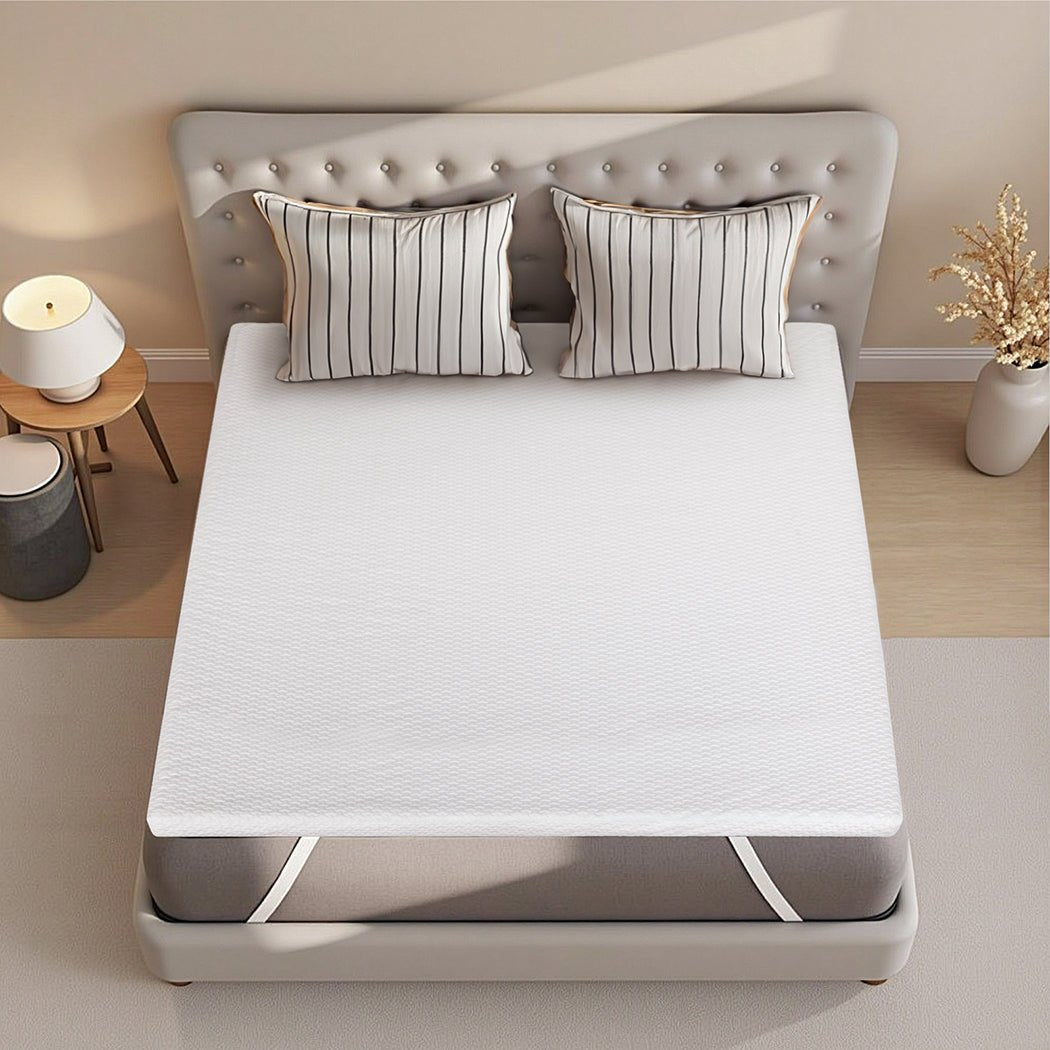 Queen Gel Memory Foam Mattress Topper 8CM Cooling Support - White - Rivercity House & Home Co. (ABN 18 642 972 209) - Affordable Modern Furniture Australia