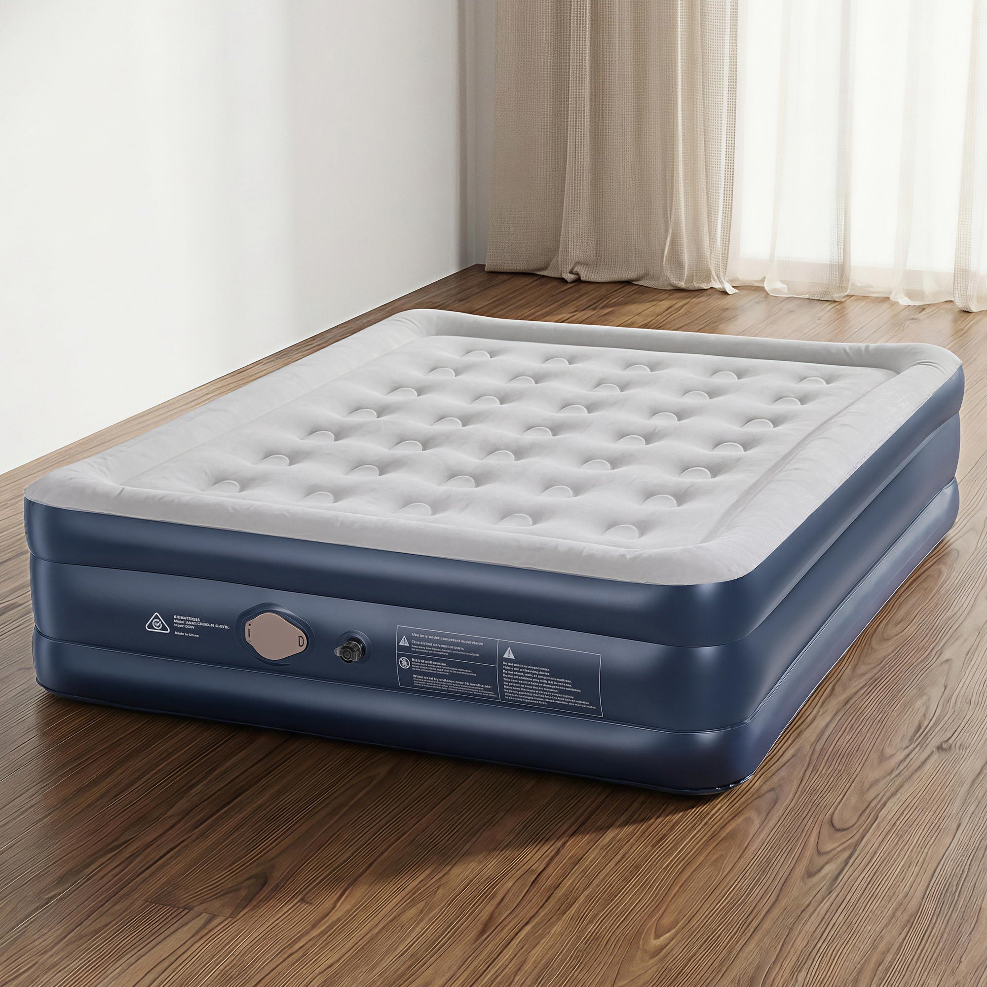Queen Inflatable Air Mattress 46cm High with USB Pump - Blue - Outdoor Recreation > Camping > Inflatable Mattresses - Rivercity House & Home Co. (ABN 18 642 972 209) - Affordable Modern Furniture Australia