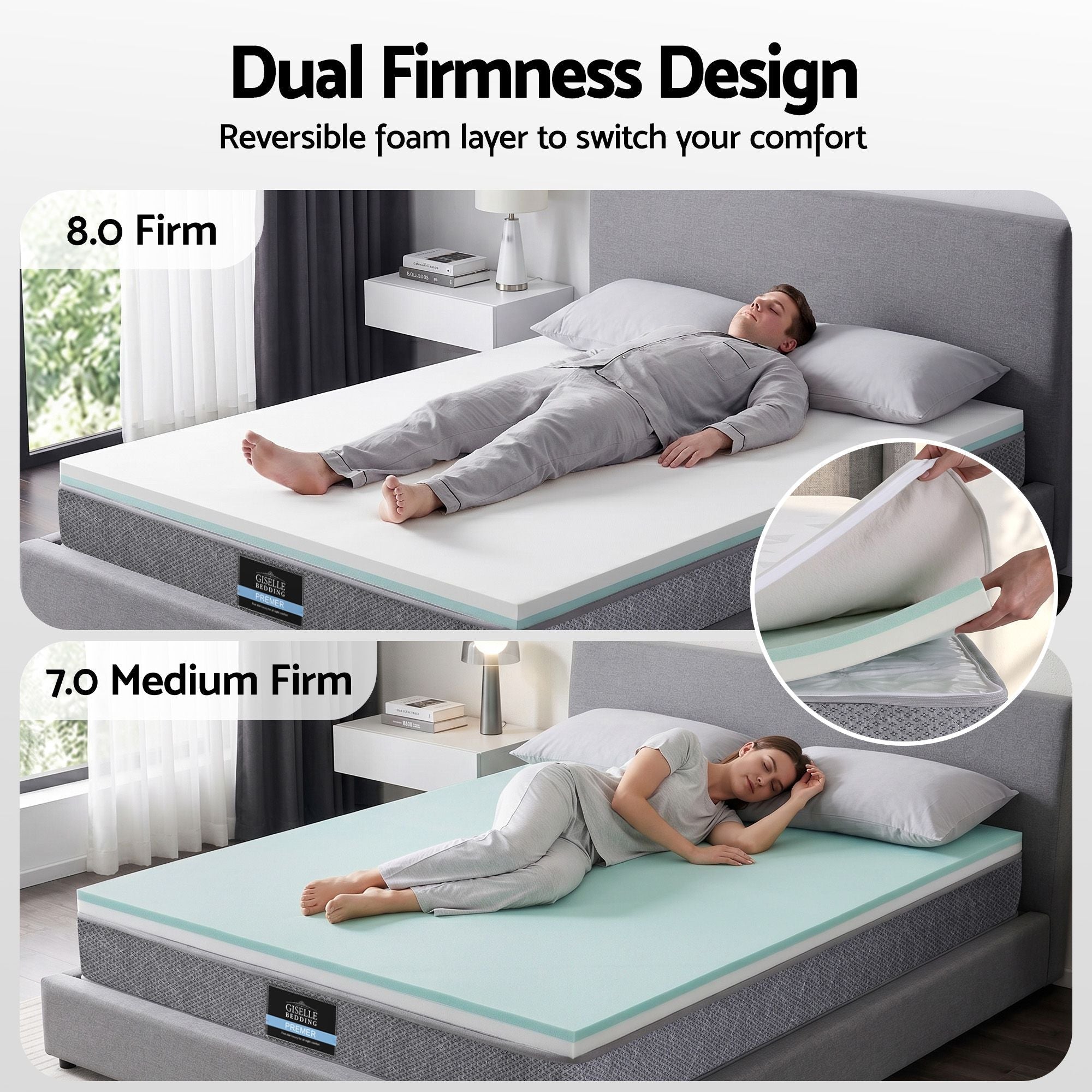 Queen Mattress 23cm Pocket Spring Mattress with Adjustable Firmness Reversible Foam Layer for Medium Firm & Firm Support Motion Isolation Bedroom Bed - Furniture > Mattresses > Queen Mattress - Rivercity House & Home Co. (ABN 18 642 972 209) - Affordable Modern Furniture Australia