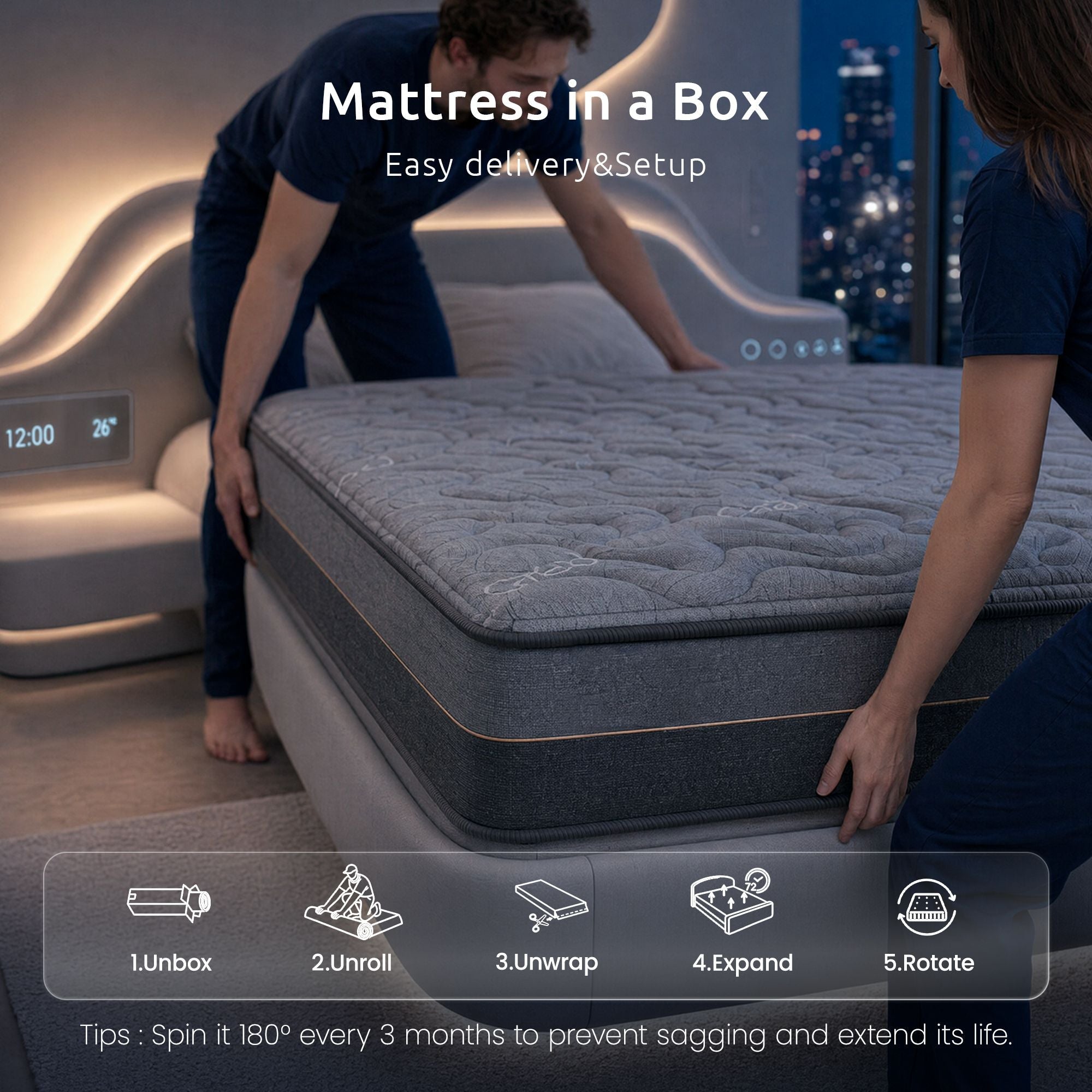 Queen Mattress 25 cm Hybrid Pocket Spring with 4cm Egg Crate Foam for Deep Sleep Bamboo Charcoal Fabric - Furniture > Mattresses > Queen Mattress - Rivercity House & Home Co. (ABN 18 642 972 209) - Affordable Modern Furniture Australia