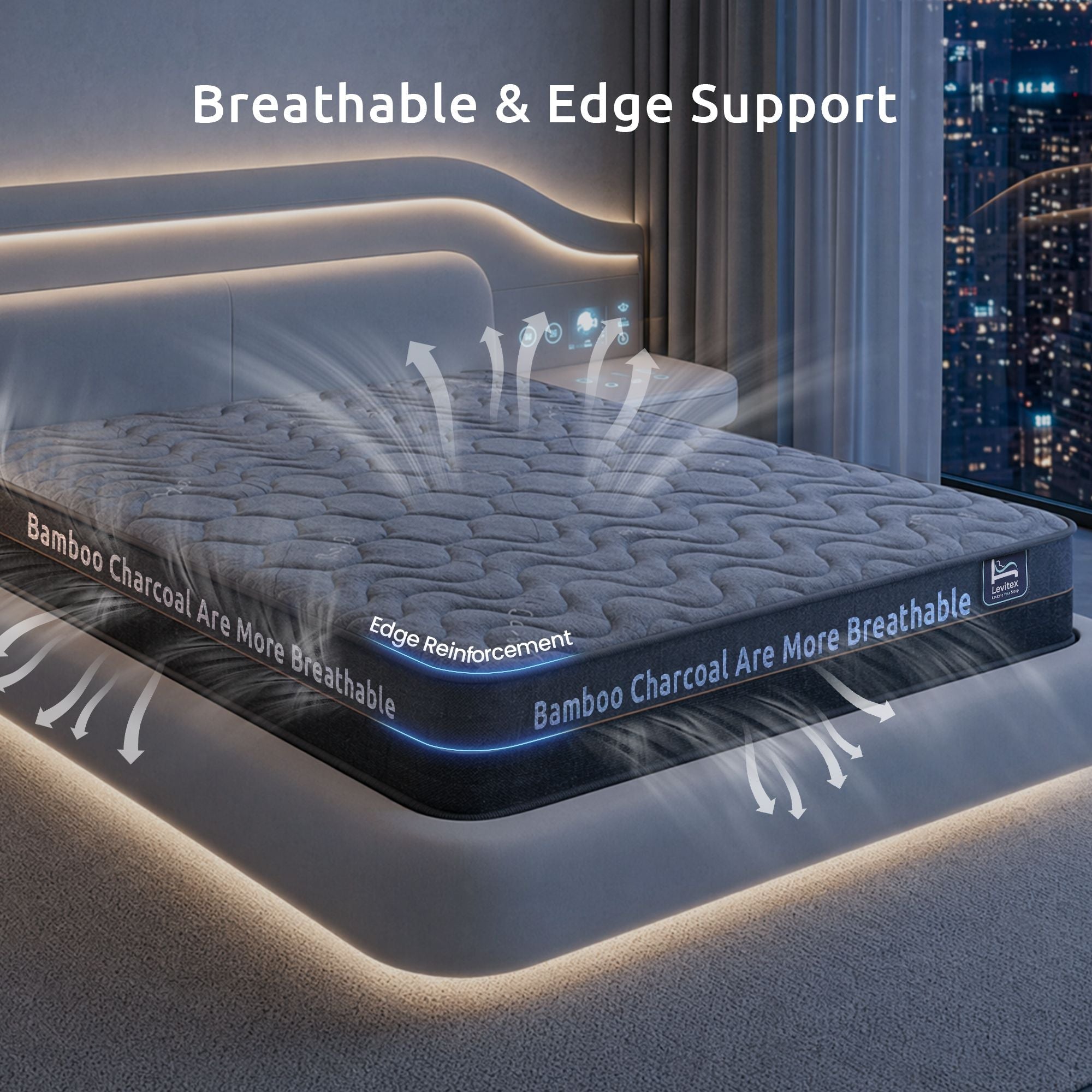 Queen Mattress 25 cm Hybrid Pocket Spring with 4cm Egg Crate Foam for Deep Sleep Bamboo Charcoal Fabric - Furniture > Mattresses > Queen Mattress - Rivercity House & Home Co. (ABN 18 642 972 209) - Affordable Modern Furniture Australia