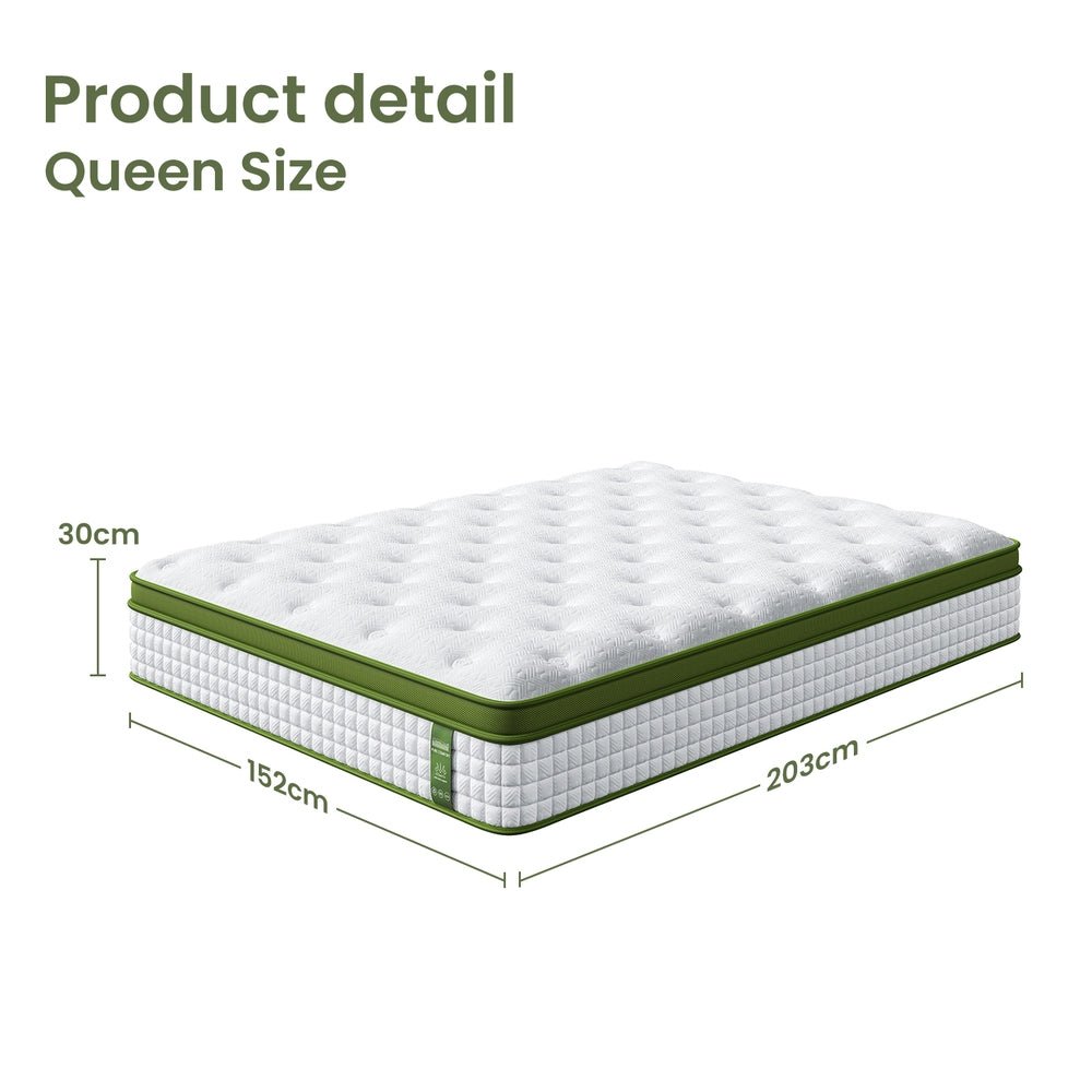 Queen Mattress 30cm Medium Firm Hybrid Mattress for Pressure Relief Motion Isolation - Furniture > Mattresses > Queen Mattress - Rivercity House & Home Co. (ABN 18 642 972 209) - Affordable Modern Furniture Australia