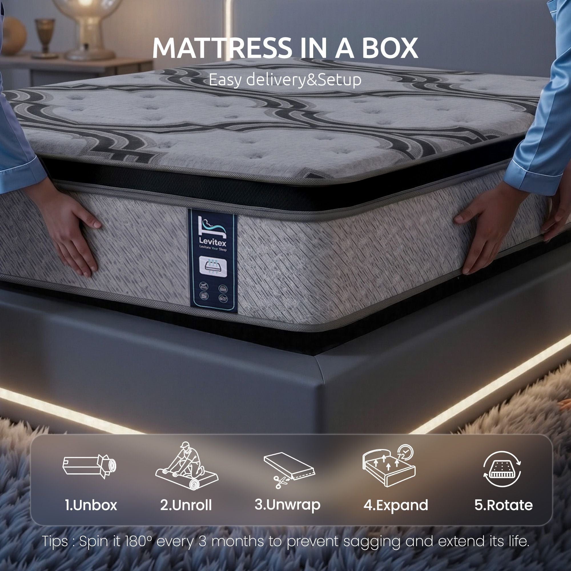 Queen Mattress 34 cm 5 - Zone Pocket Spring with Latex & Memory Foam or Extra Lumbar & Shoulder Support - Furniture > Mattresses > Queen Mattress - Rivercity House & Home Co. (ABN 18 642 972 209) - Affordable Modern Furniture Australia