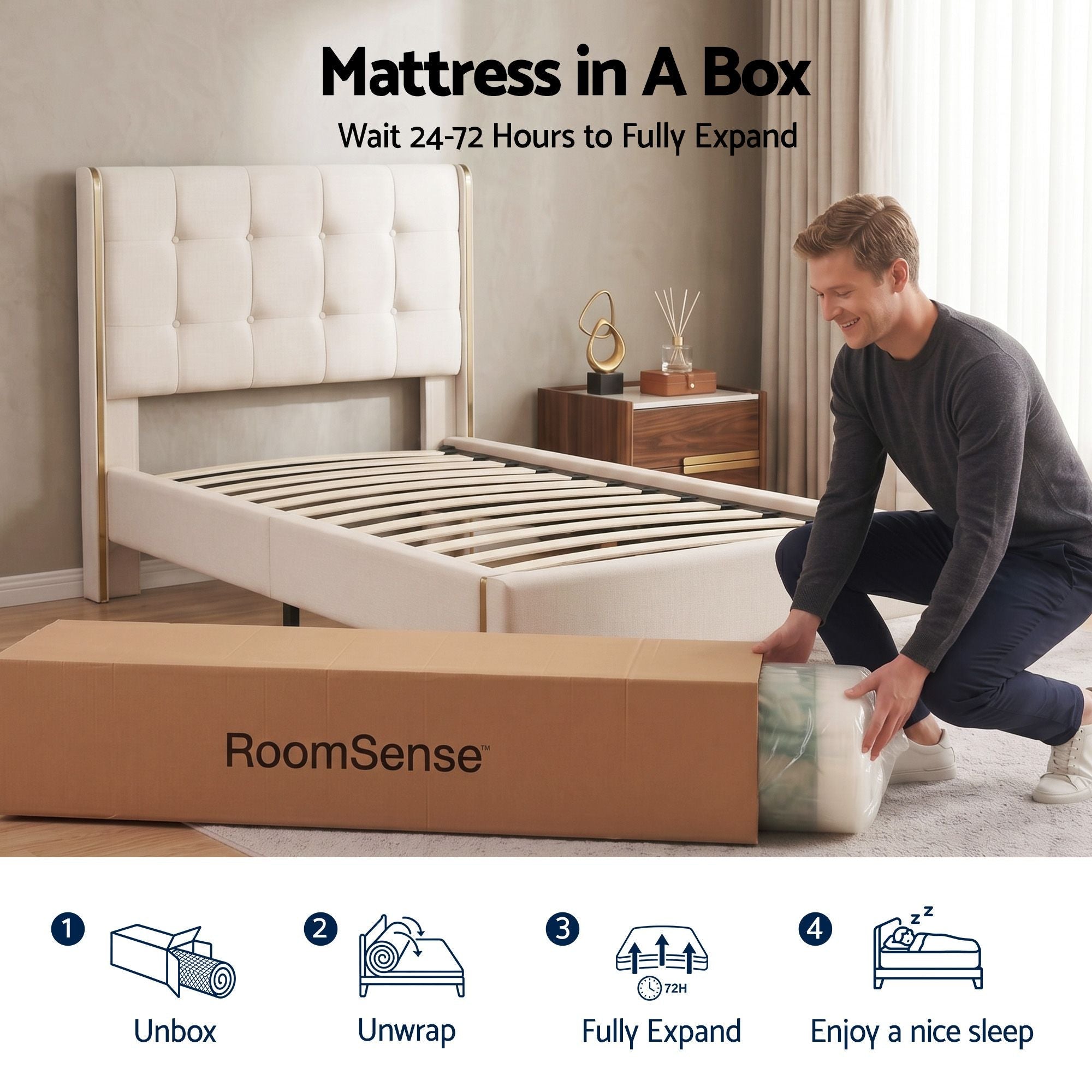 Queen Mattress, 34cm Thick Medium Firm Hybrid Mattress for Back Pain Relief, Tencel Cooling Pocket Spring Mattress Queen Size in a Box - Furniture > Mattresses > Queen Mattress - Rivercity House & Home Co. (ABN 18 642 972 209) - Affordable Modern Furniture Australia