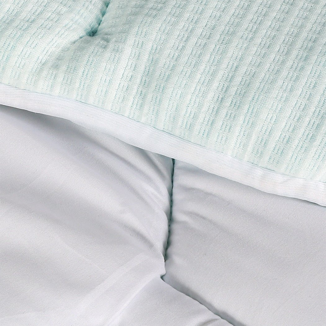 Queen Mattress Topper Pillowtop Memory Foam Cover Protector - White and Blue - Rivercity House & Home Co. (ABN 18 642 972 209) - Affordable Modern Furniture Australia