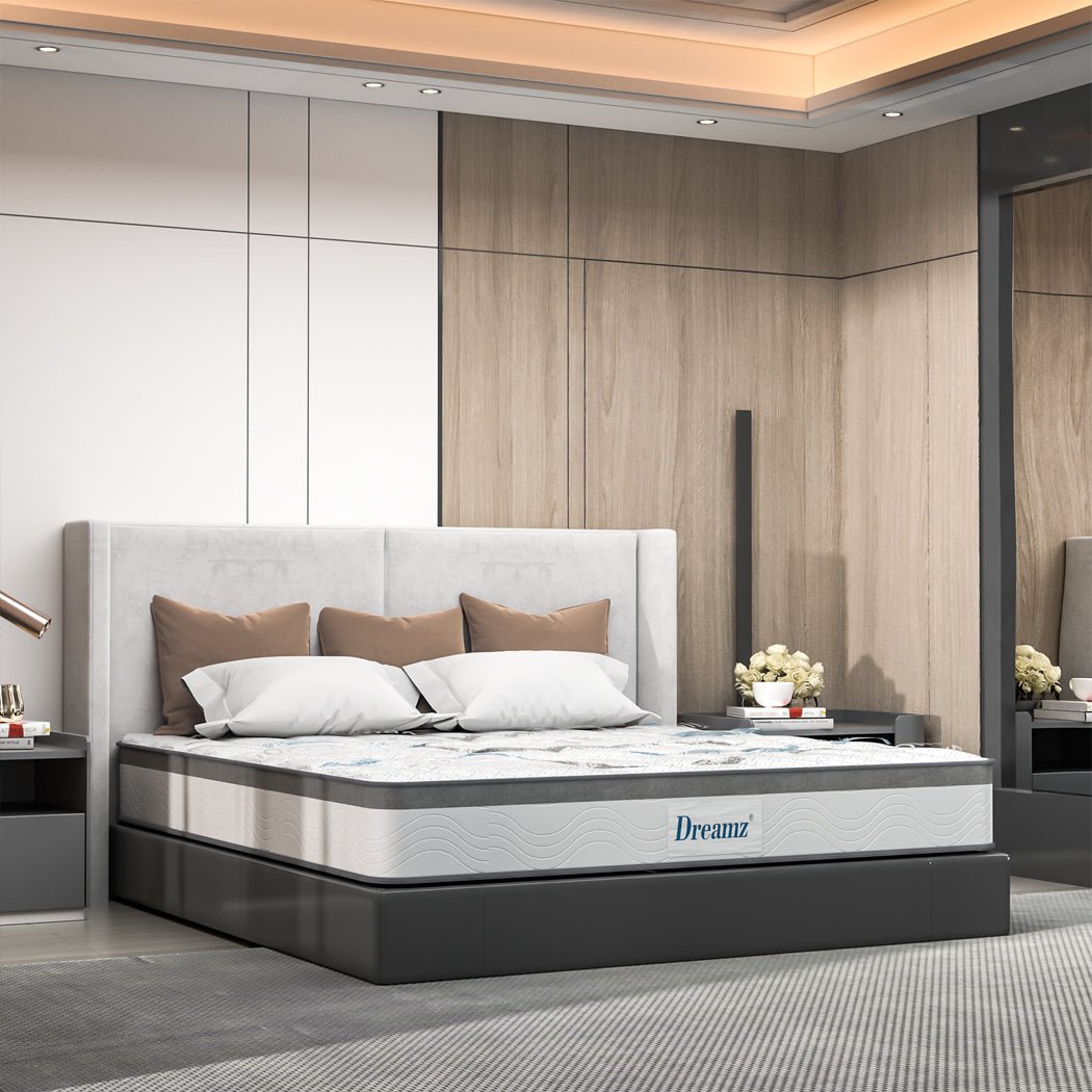Queen Pocket Spring Mattress Bed 25cm Thick Medium Firm - White - Rivercity House & Home Co. (ABN 18 642 972 209) - Affordable Modern Furniture Australia