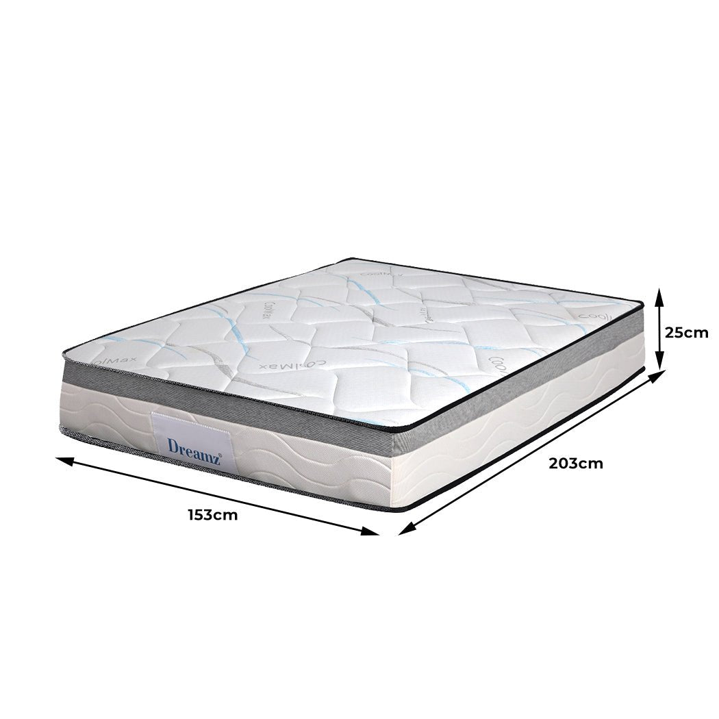 Queen Pocket Spring Mattress Bed 25cm Thick Medium Firm - White - Rivercity House & Home Co. (ABN 18 642 972 209) - Affordable Modern Furniture Australia