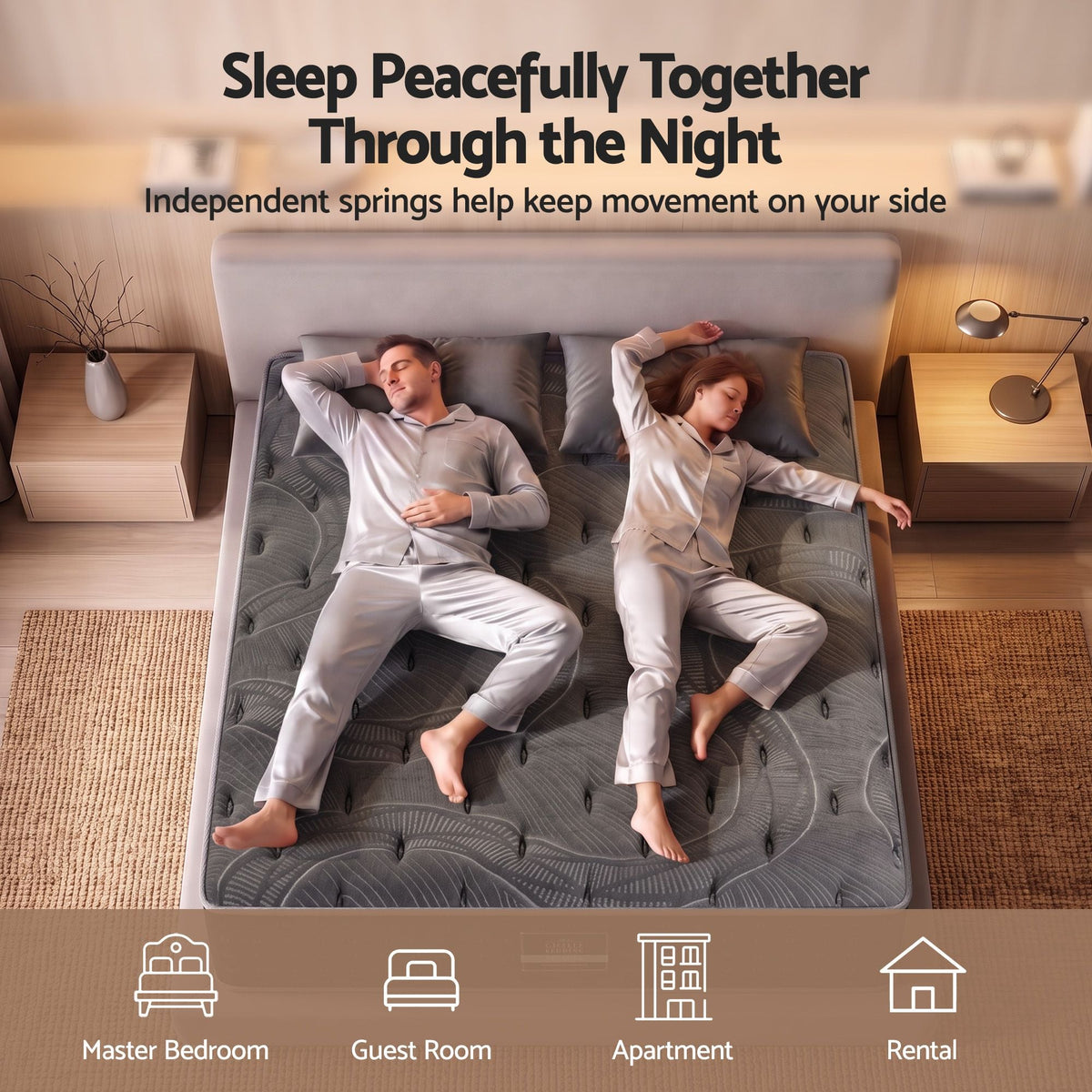 Queen Reversible Spring Mattress 35cm with Cashmere Cover and Gel Foam - White/Charcoal - Furniture > Mattresses > Queen Mattress - Rivercity House & Home Co. (ABN 18 642 972 209) - Affordable Modern Furniture Australia