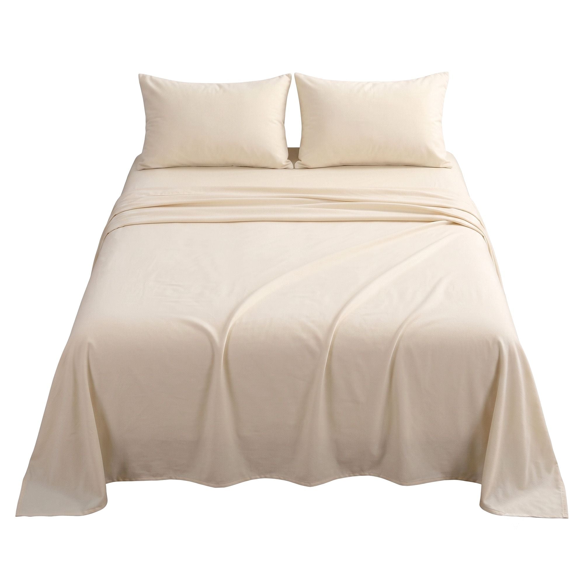 Queen Sheet Set 150 GSM Anti-pilling Micro Flannel, Fast Drying Lightweight 4 Piece, 40CM Deep Pocket Fits Thick Mattress, Cream White - Home & Garden > Bedding > Bed Sheets - Rivercity House & Home Co. (ABN 18 642 972 209) - Affordable Modern Furniture Australia
