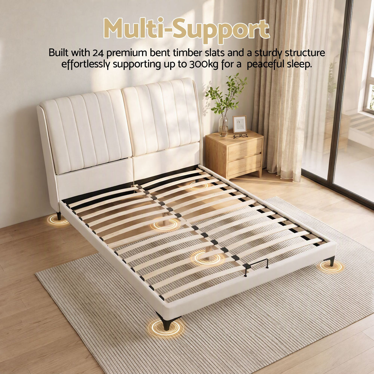 Queen Size Bed Frame with Adjustable PU Leather Headboard - Furniture > Bedroom > Beds & Bed Frames - Rivercity House & Home Co. (ABN 18 642 972 209) - Affordable Modern Furniture Australia