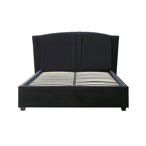 Queen Size Bed Frame with Gas Lift Storage Velvet Fabric Plywood Metal - Black - Furniture > Bedroom > Beds & Bed Frames - Rivercity House & Home Co. (ABN 18 642 972 209) - Affordable Modern Furniture Australia