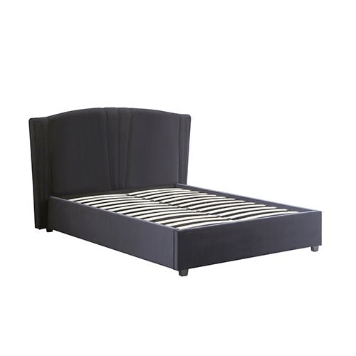 Queen Size Bed Frame with Gas Lift Storage Velvet Fabric Plywood Metal - Black - Furniture > Bedroom > Beds & Bed Frames - Rivercity House & Home Co. (ABN 18 642 972 209) - Affordable Modern Furniture Australia