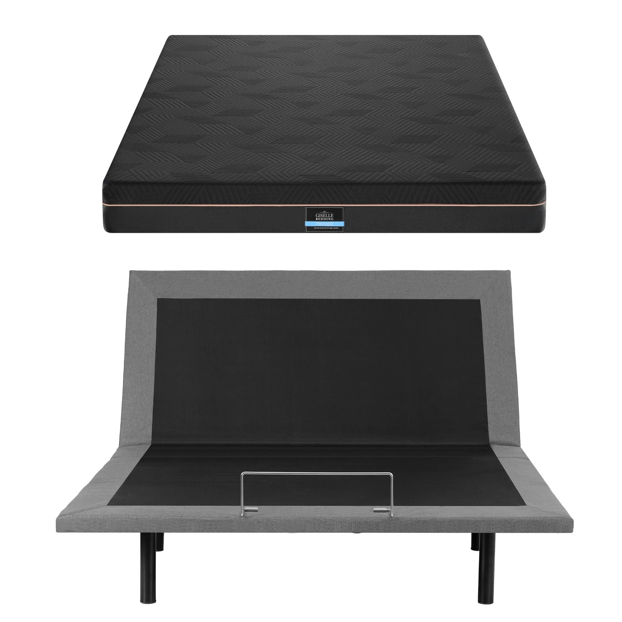 Queen size bed frame with Giselle Bedding Queen Mattress, adjustable bed Base Combo for Snoring Relief, Independent Head Foot Incline, Wireless Remote, Black,18cm Thickness - Furniture > Bedroom > Beds & Bed Frames - Rivercity House & Home Co. (ABN 18 642 972 209) - Affordable Modern Furniture Australia