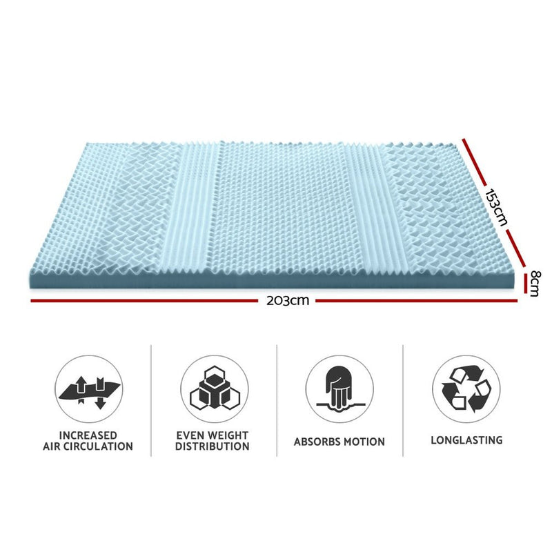 Queen Size | Cool Gel 7 - zone Memory Foam Mattress Topper w/Bamboo Cover 8cm - Rivercity House & Home Co. (ABN 18 642 972 209) - Affordable Modern Furniture Australia