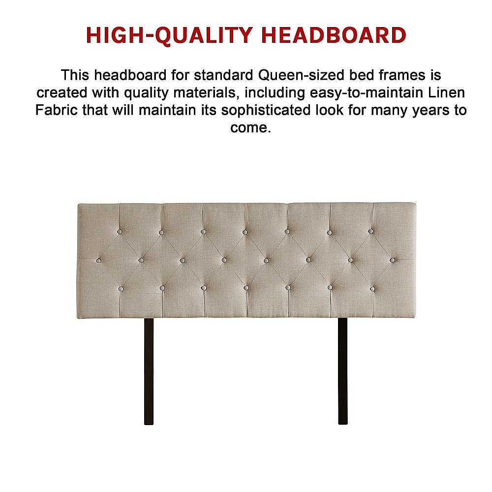 Queen Size | Deluxe Headboard Bedhead (Beige) - Rivercity House & Home Co. (ABN 18 642 972 209) - Affordable Modern Furniture Australia
