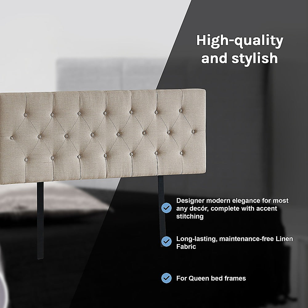 Queen Size | Deluxe Headboard Bedhead (Beige) - Rivercity House & Home Co. (ABN 18 642 972 209) - Affordable Modern Furniture Australia