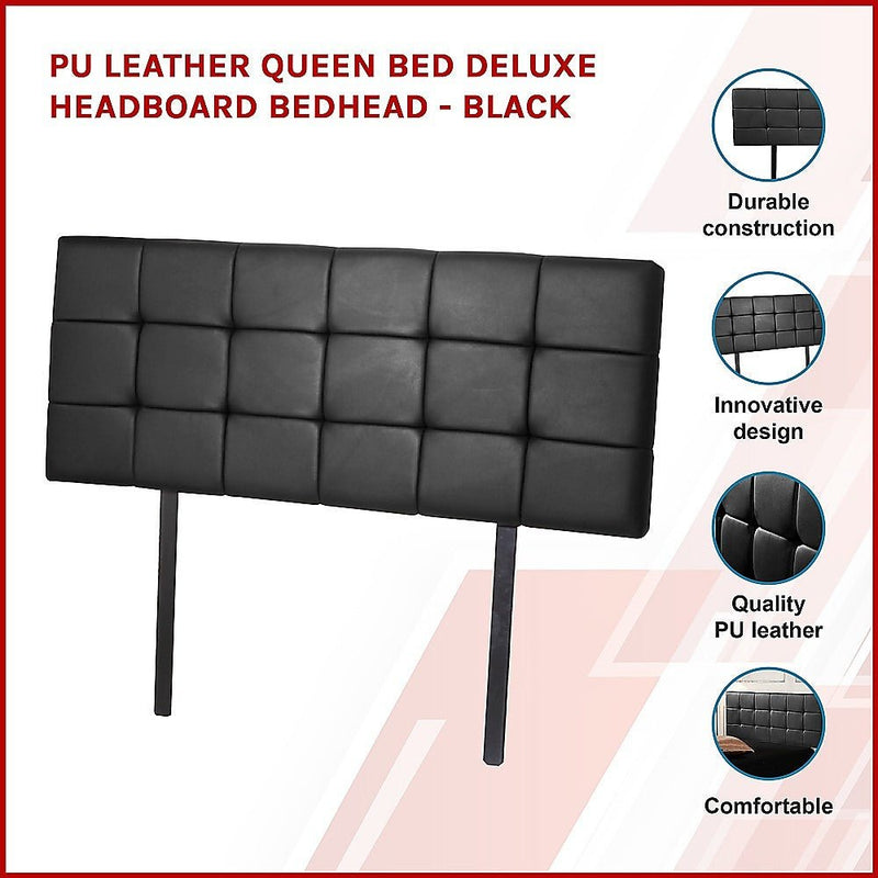 Queen Size | Deluxe Headboard Bedhead (Black) - Rivercity House & Home Co. (ABN 18 642 972 209) - Affordable Modern Furniture Australia