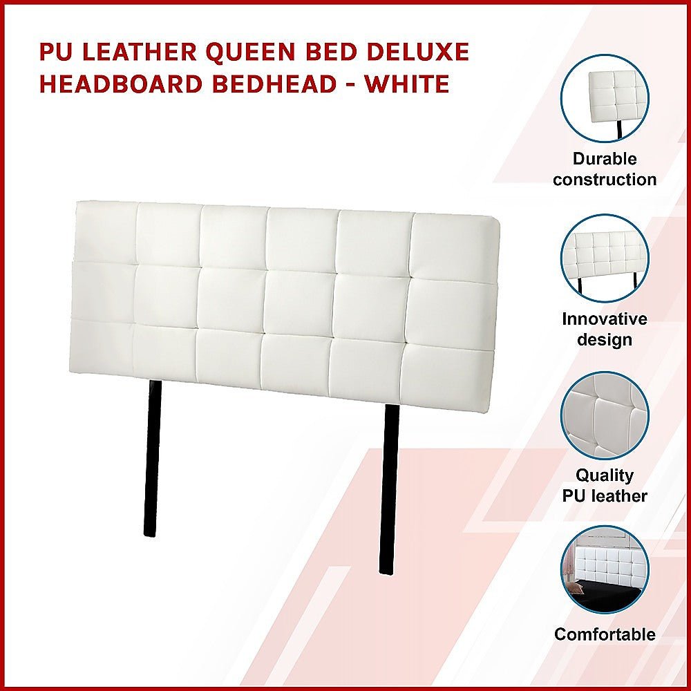 Queen Size | Deluxe Headboard Bedhead (White) - Rivercity House & Home Co. (ABN 18 642 972 209) - Affordable Modern Furniture Australia