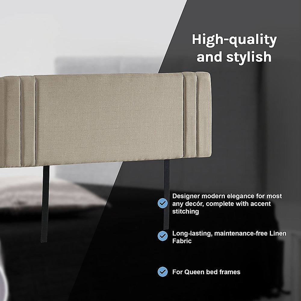 Queen Size | Linen Headboard (Beige) - Rivercity House & Home Co. (ABN 18 642 972 209) - Affordable Modern Furniture Australia