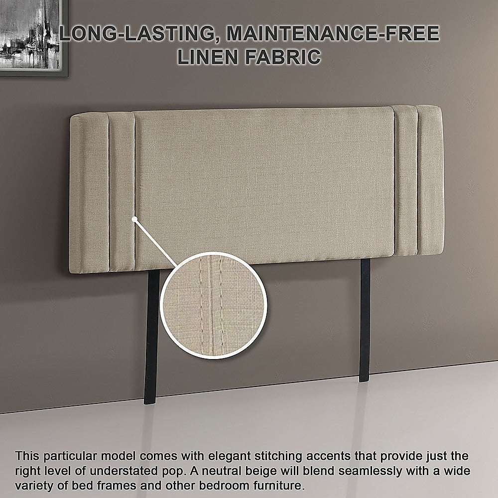 Queen Size | Linen Headboard (Beige) - Rivercity House & Home Co. (ABN 18 642 972 209) - Affordable Modern Furniture Australia