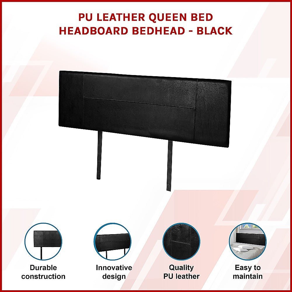 Queen Size | PU Leather Bed Headboard Bedhead (Black) - Rivercity House & Home Co. (ABN 18 642 972 209) - Affordable Modern Furniture Australia