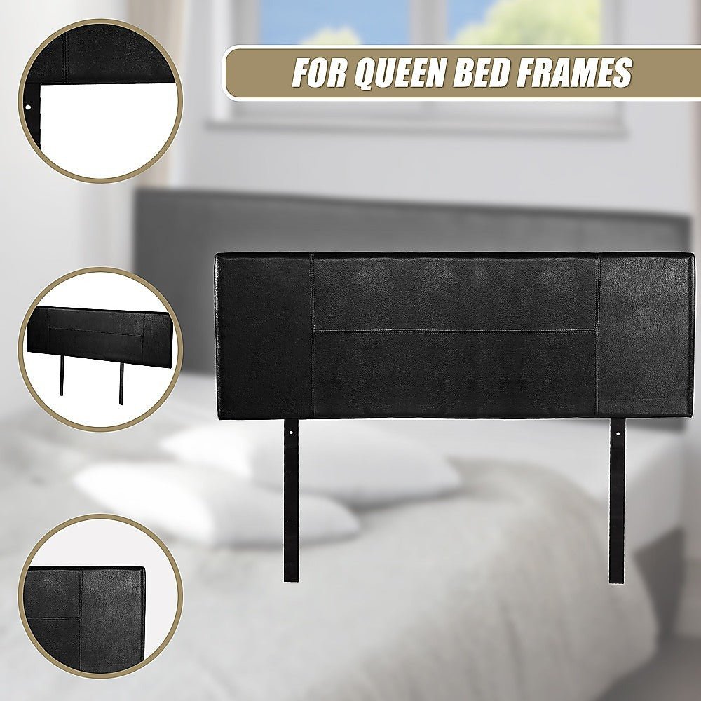 Queen Size | PU Leather Bed Headboard Bedhead (Black) - Rivercity House & Home Co. (ABN 18 642 972 209) - Affordable Modern Furniture Australia