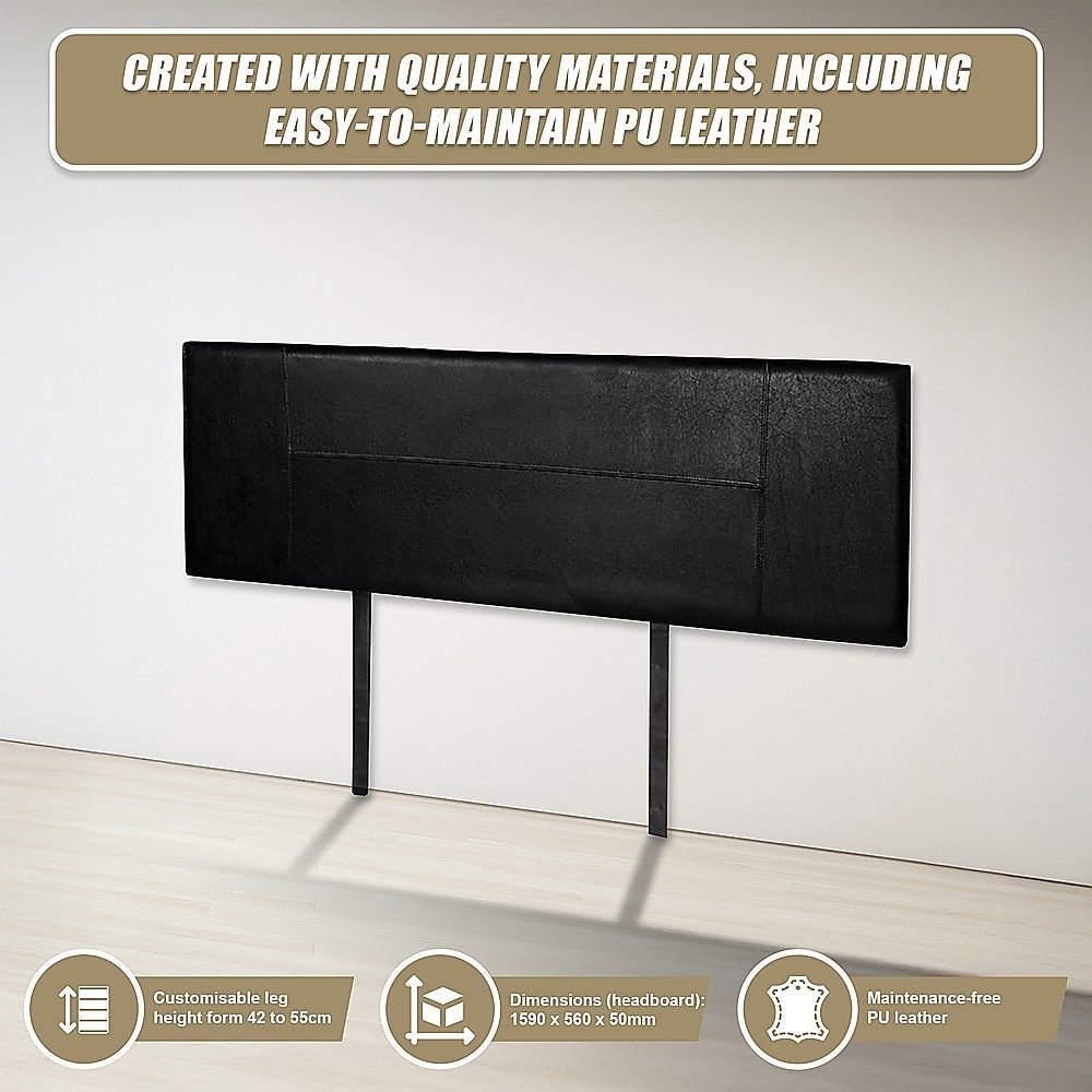 Queen Size | PU Leather Bed Headboard Bedhead (Black) - Rivercity House & Home Co. (ABN 18 642 972 209) - Affordable Modern Furniture Australia