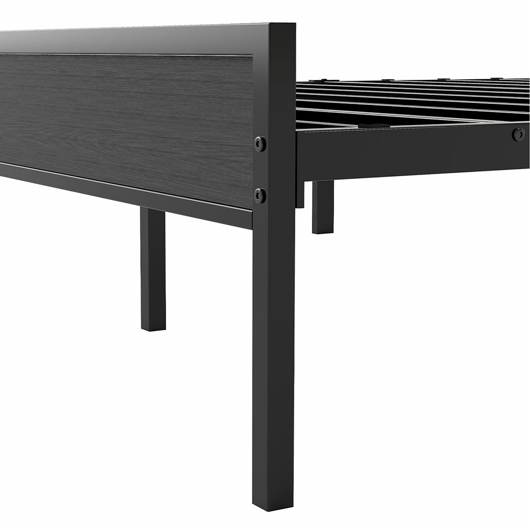 Queen Steel Bed Frame with Upholstered Headboard and Storage - Grey - Rivercity House & Home Co. (ABN 18 642 972 209) - Affordable Modern Furniture Australia