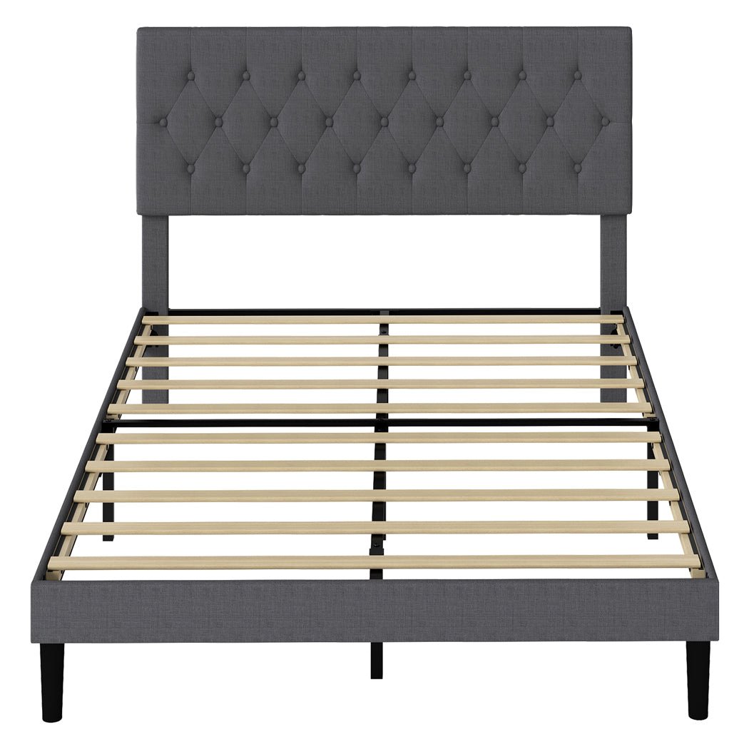 Queen Upholstered Platform Bed Frame with Storage - Dark Grey - Rivercity House & Home Co. (ABN 18 642 972 209) - Affordable Modern Furniture Australia
