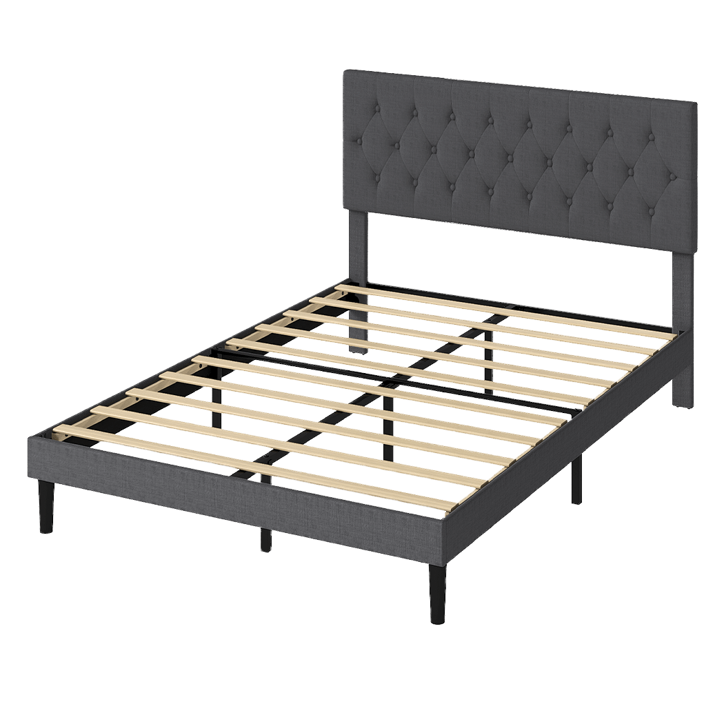 Queen Upholstered Platform Bed Frame with Storage - Dark Grey - Rivercity House & Home Co. (ABN 18 642 972 209) - Affordable Modern Furniture Australia