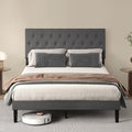 Queen Upholstered Platform Bed Frame with Storage - Dark Grey