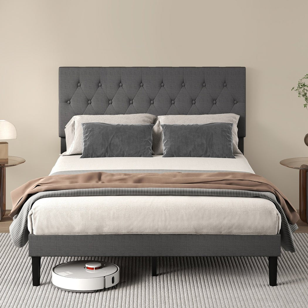 Queen Upholstered Platform Bed Frame with Storage - Dark Grey - Rivercity House & Home Co. (ABN 18 642 972 209) - Affordable Modern Furniture Australia