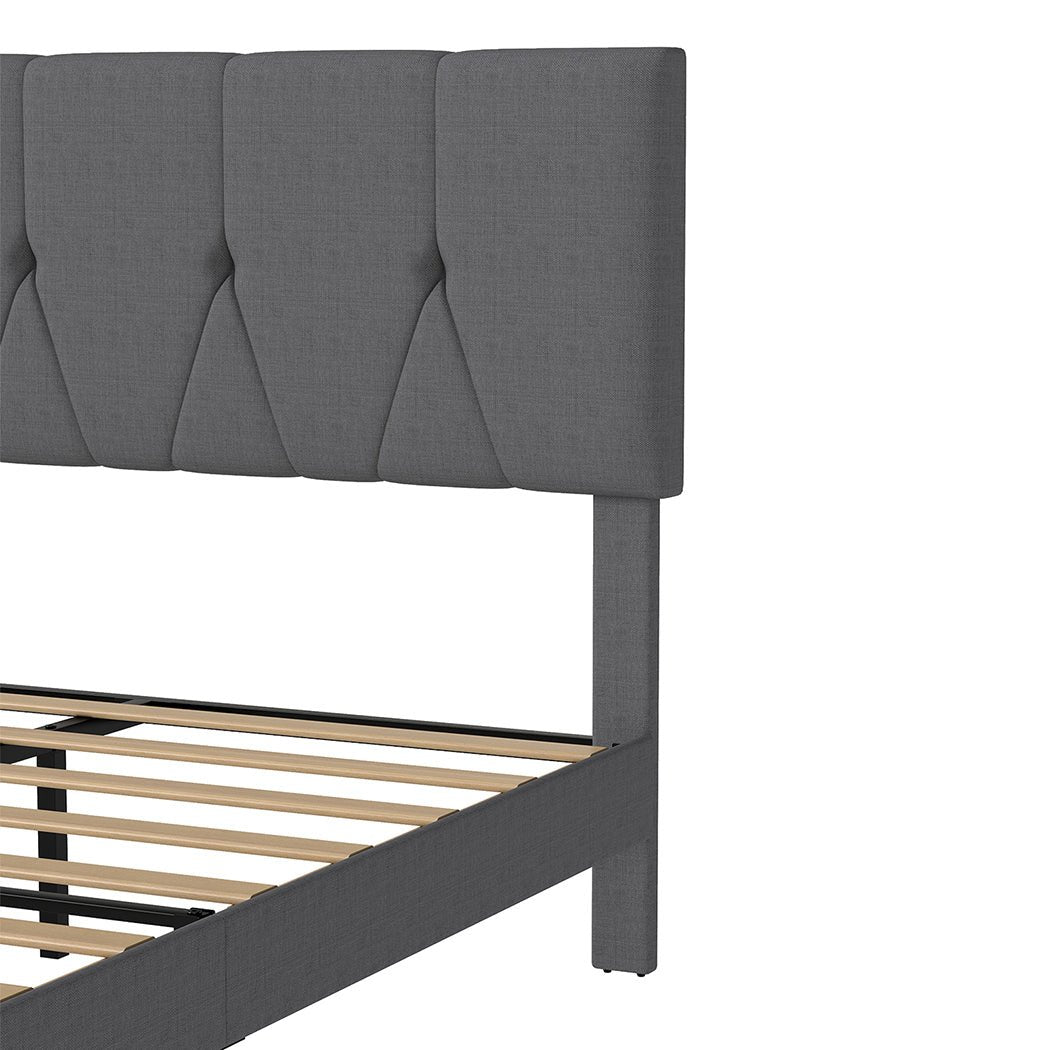 Queen Upholstered Platform Bed Frame with Storage - Grey - Rivercity House & Home Co. (ABN 18 642 972 209) - Affordable Modern Furniture Australia